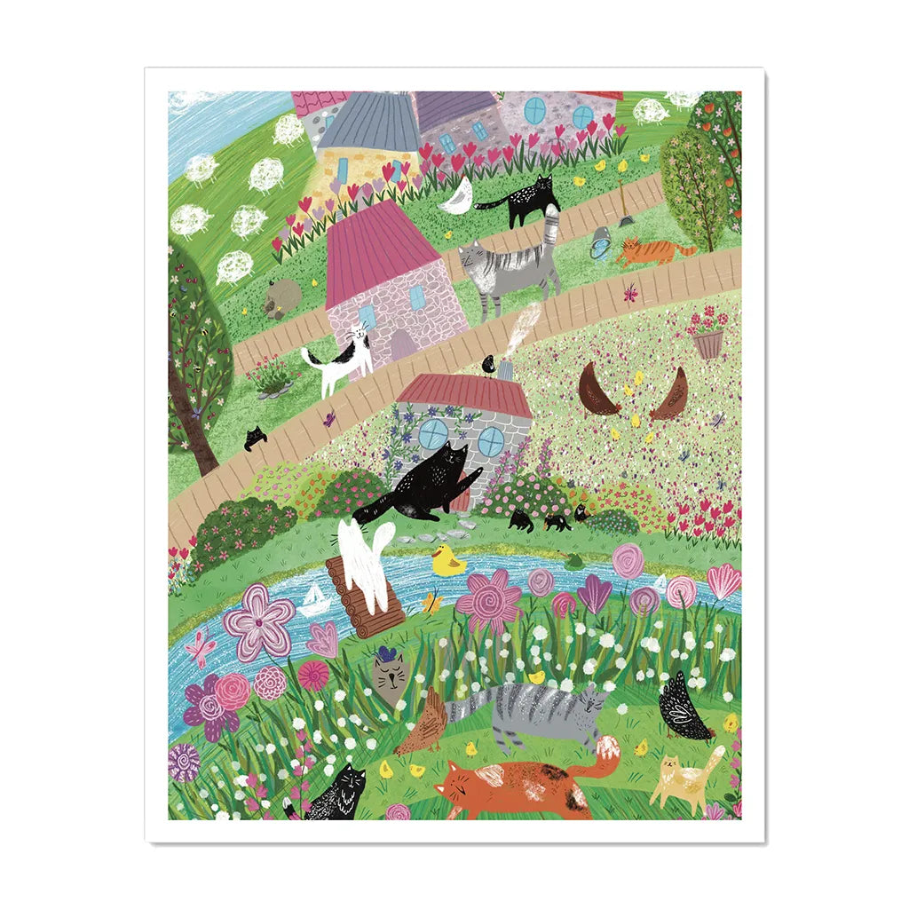 Crazy Cat Village - Art Print