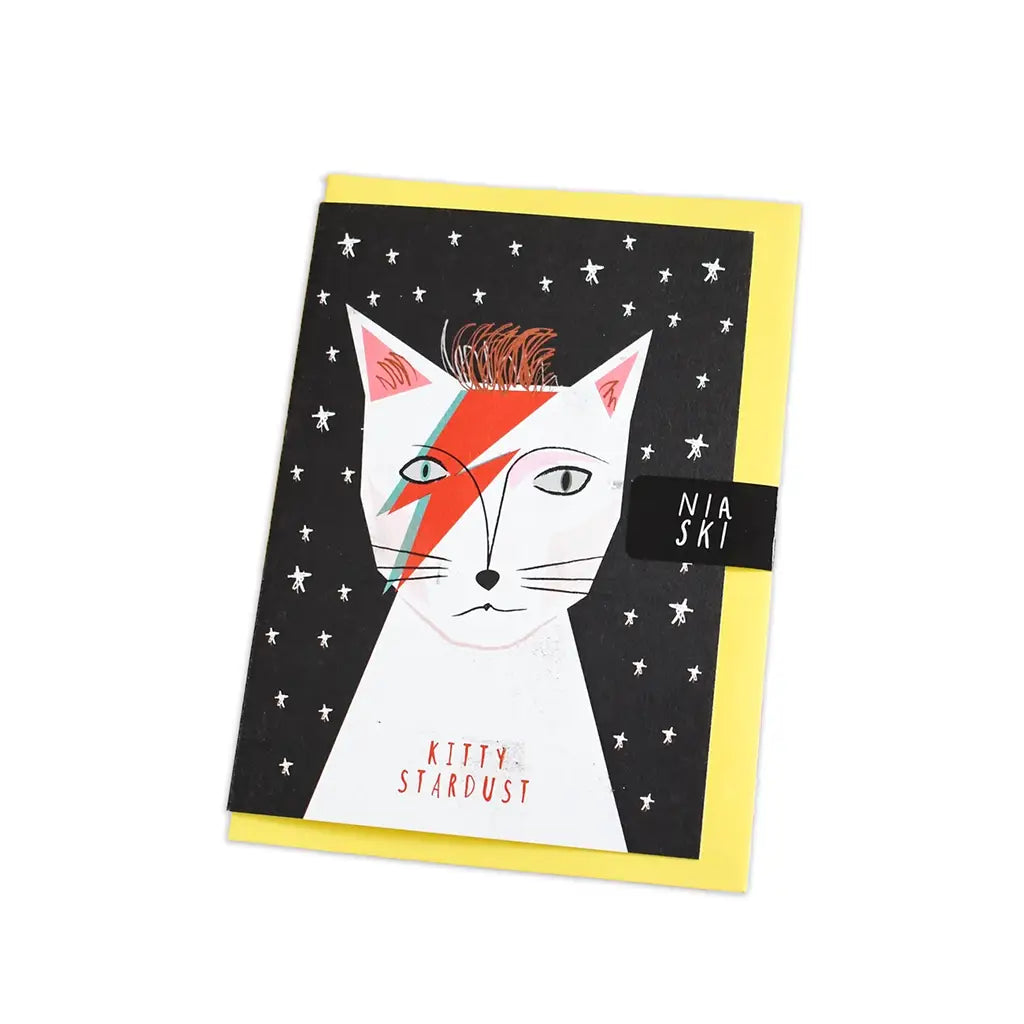 Kitty Stardust Cat Musician - Greeting Card