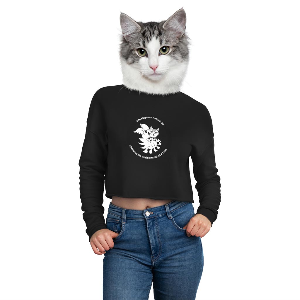 GiftyKitty Cat in Black&White - Crop Sweatshirt