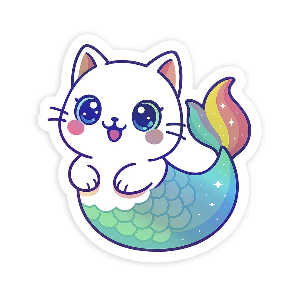 Kawaii Purrmaid - Holographic Die Cut Sticker