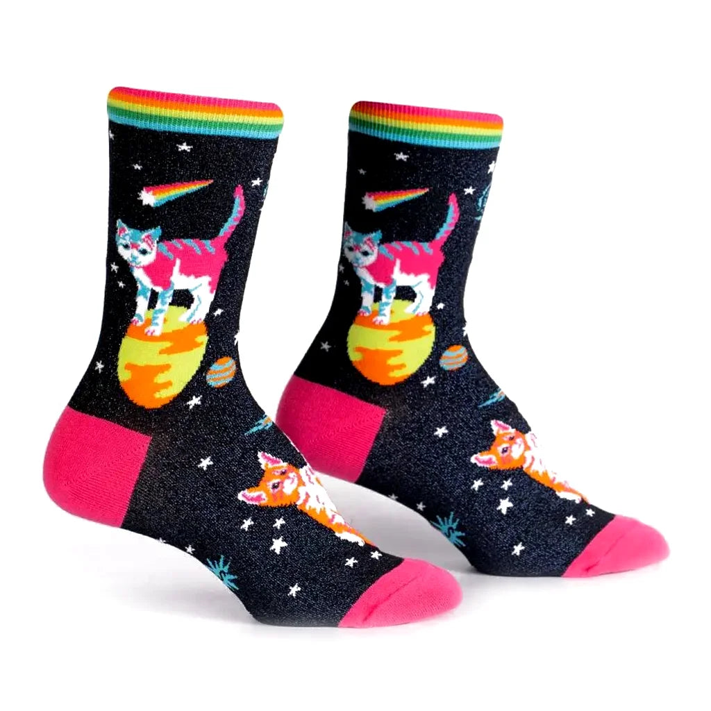 Space Cats- Crew Socks - S/M