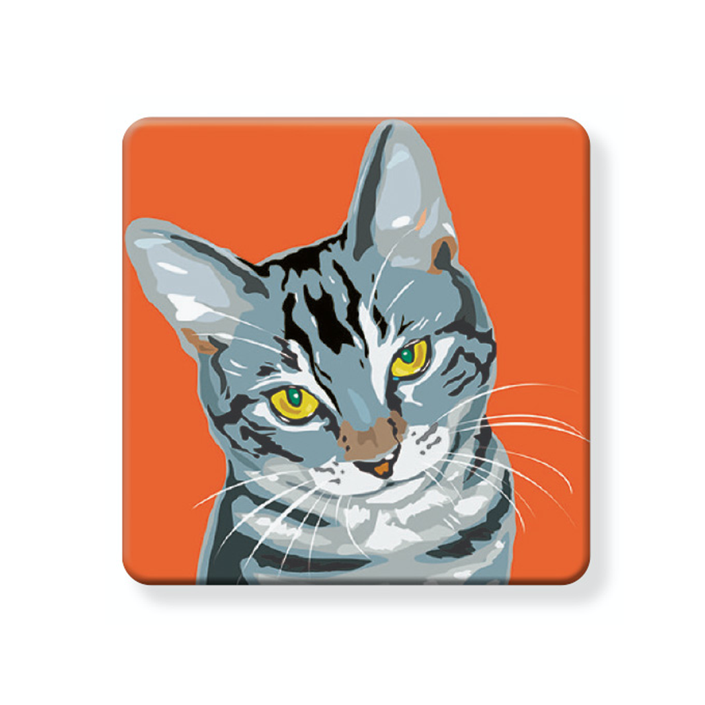 Gray Kitty Cat - Cork Coaster