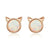 Opal Kitty face -  Rose Sterling Silver Earrings