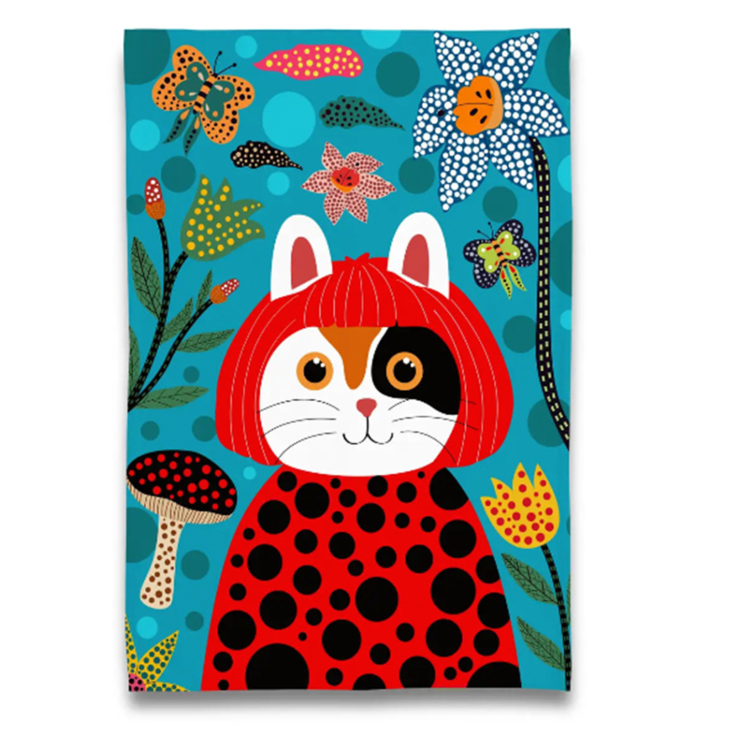 Yayoi Kusama Kusameow Calico Cat - Tea Towel