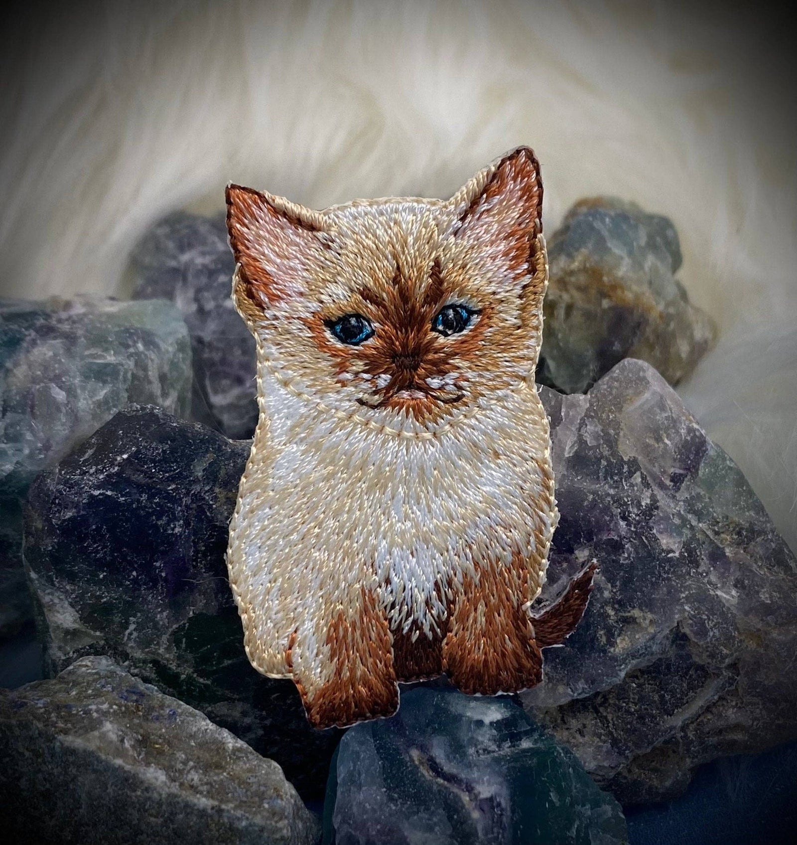 Siamese Kitty Cat - Embroidered Iron on Patch