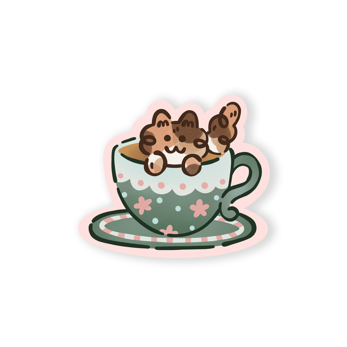 Calico Kit-Tea - Die Cut Sticker