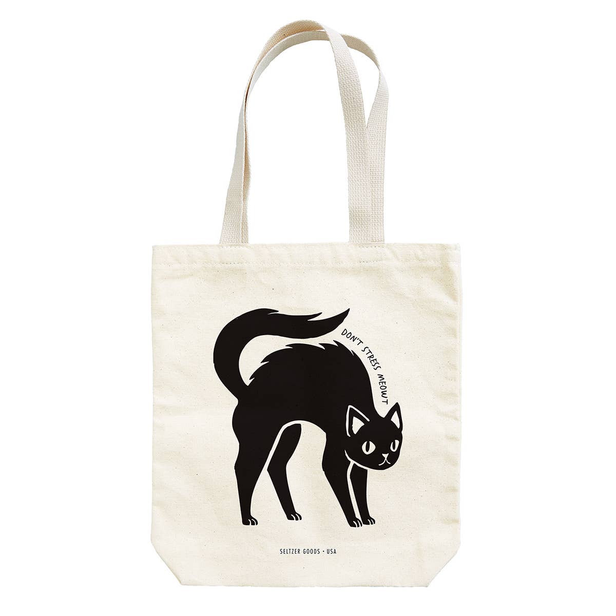 Don&#39;t Stress Black Cat - Canvas Tote Bag