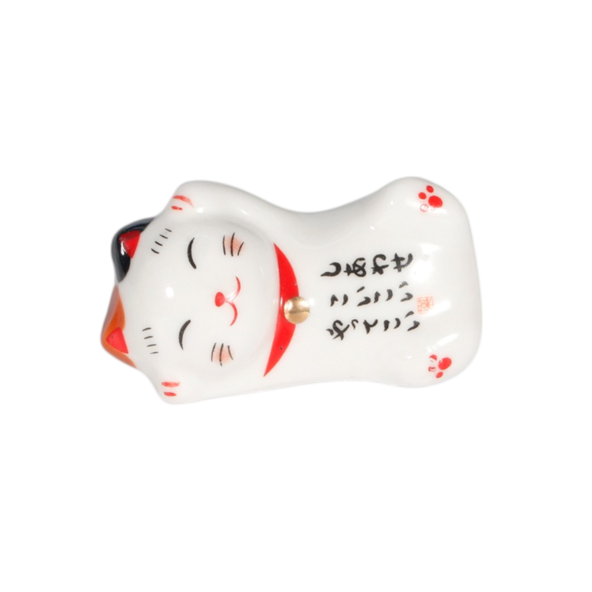 Stretching Lucky Cat Side - Porcelain Chopsticks Rest