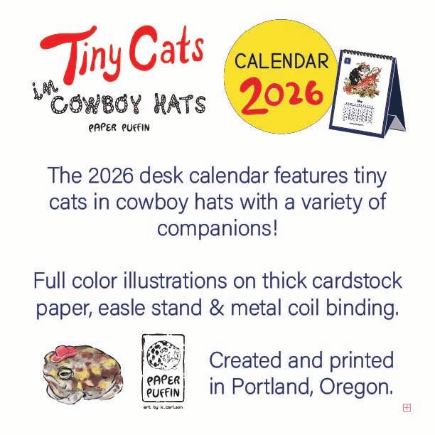Tiny Cats in Cowboy Hats - 2026 Calendar