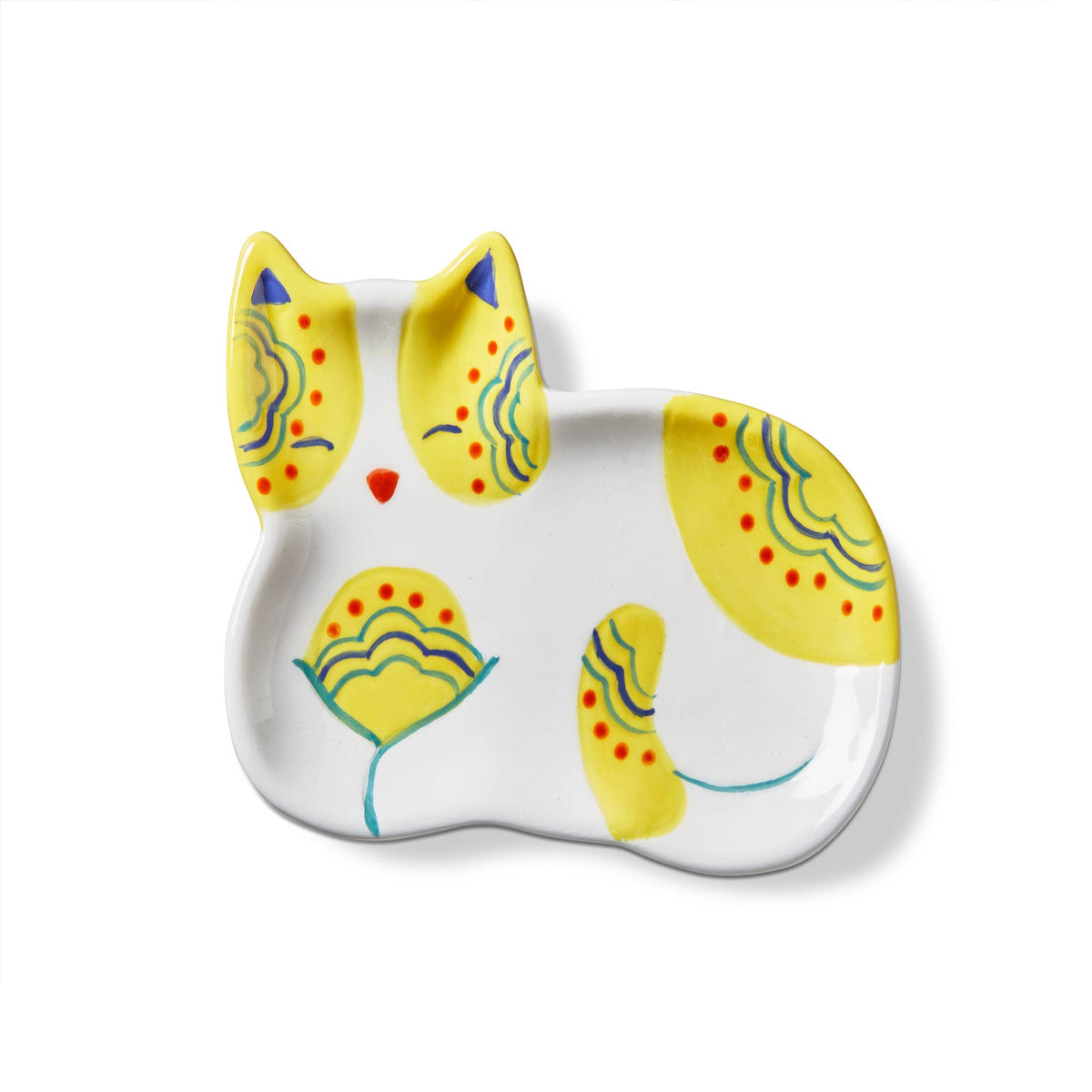 Floral Yellow Calico Cat - Trinket Dish