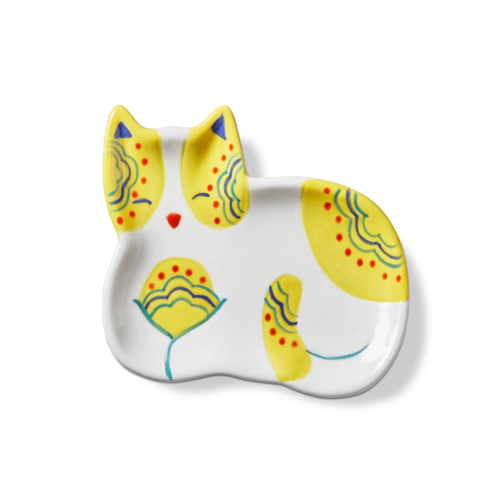 Floral Yellow Calico Cat - Trinket Dish