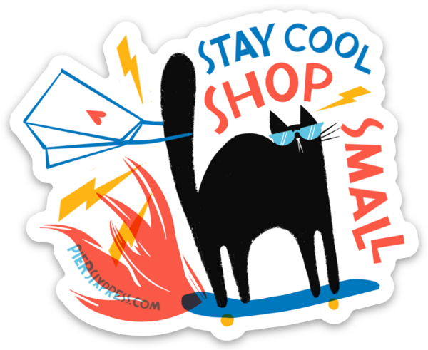 Stay Cool, Shop Small Cool Cat - Die Cut Sticker