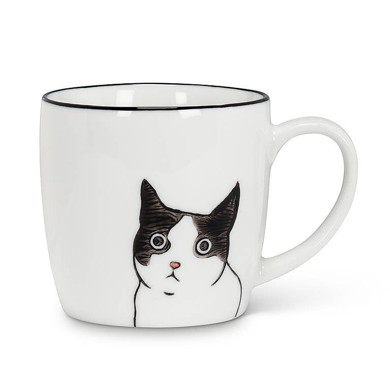 Curious Tuxedo Cat - Ceramic Mug - 10oz