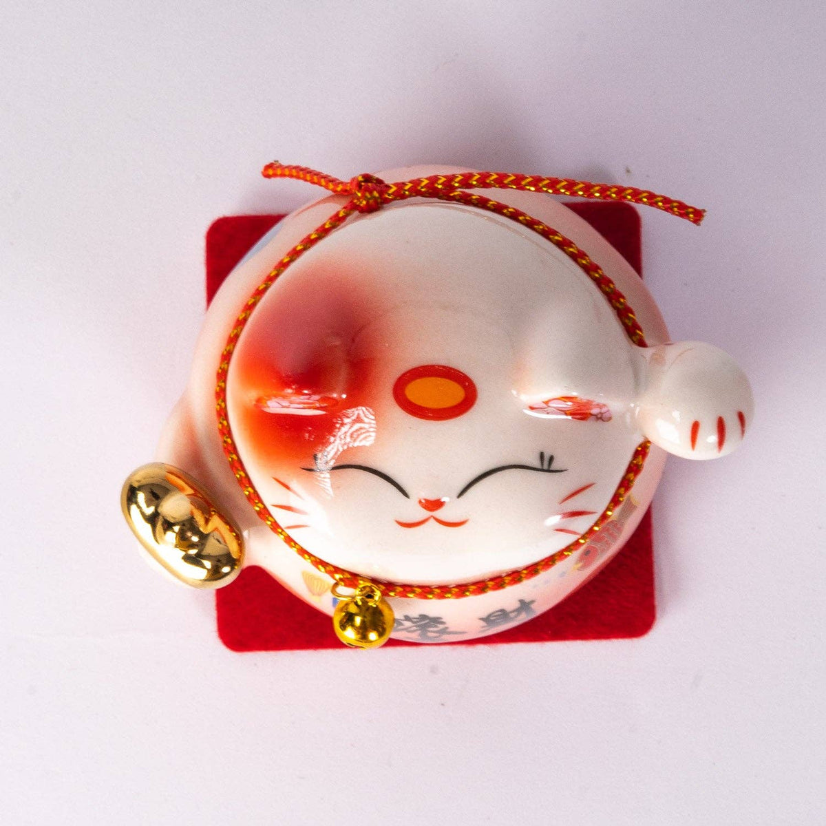 Lucky Cat Red - Ceramic Figurine