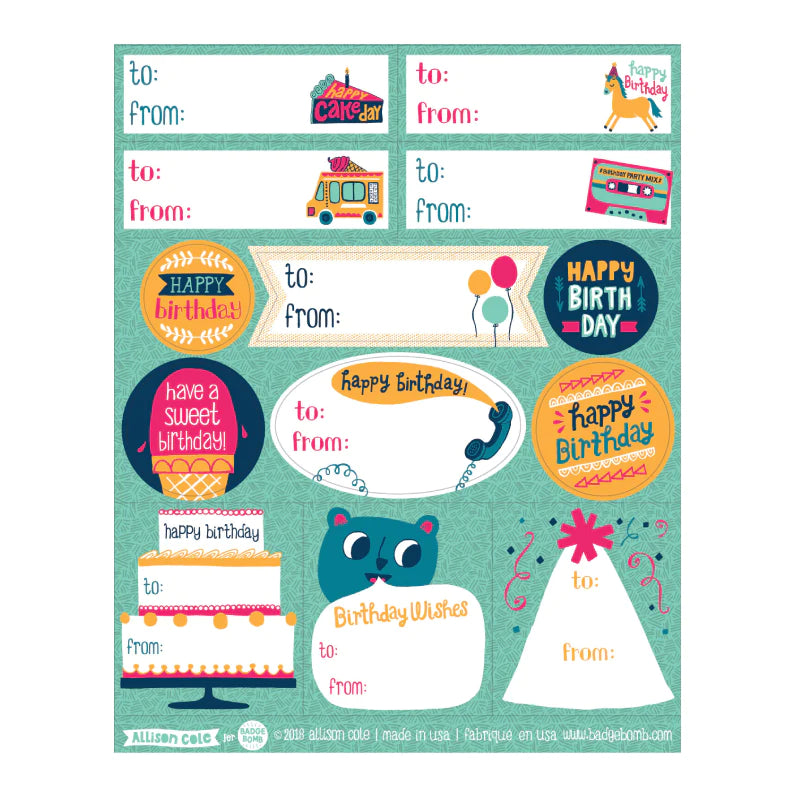 Birthday Gift Label Stickers - Pack of 3