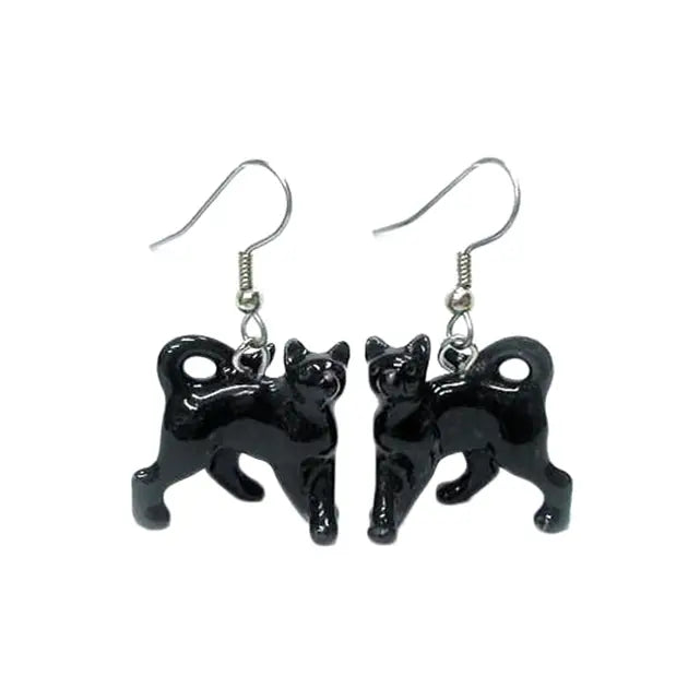 Black Cat - Porcelain Earrings
