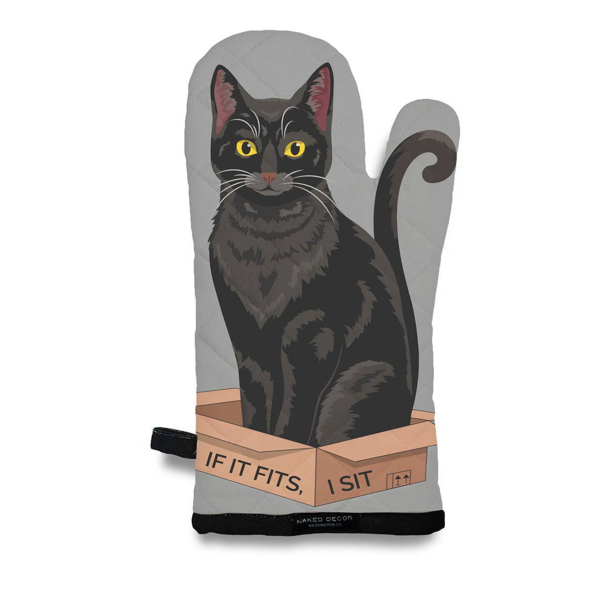Black Cat, If It Fits, I Sit - Oven Mitt 