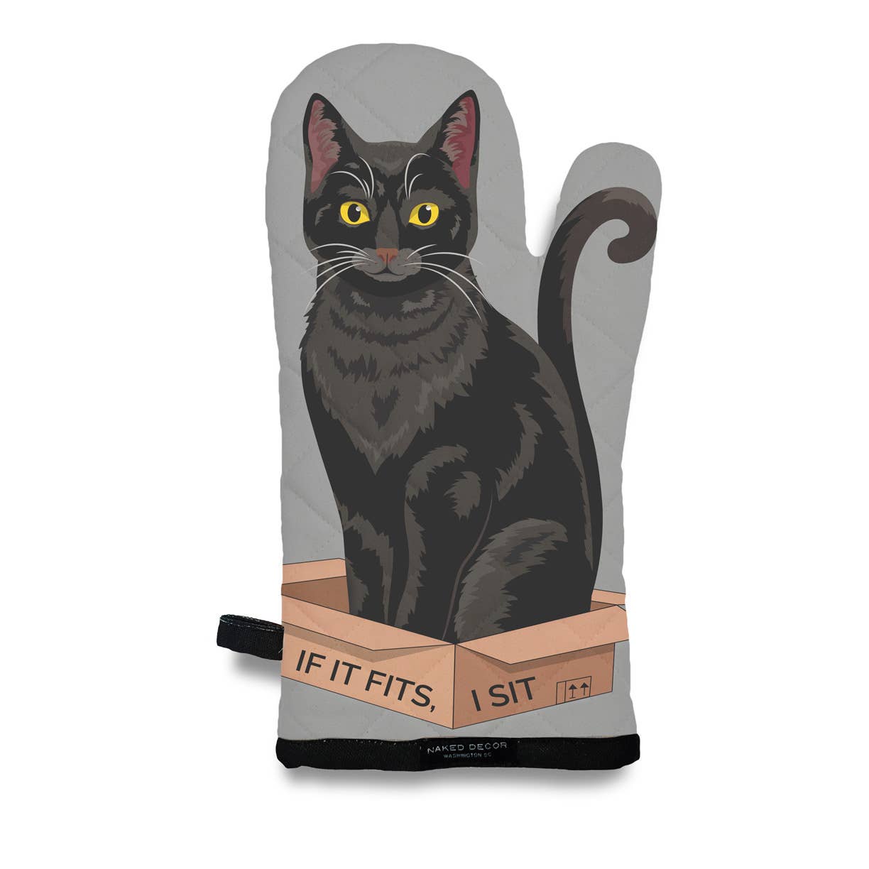 Black Cat, If It Fits, I Sit - Oven Mitt 