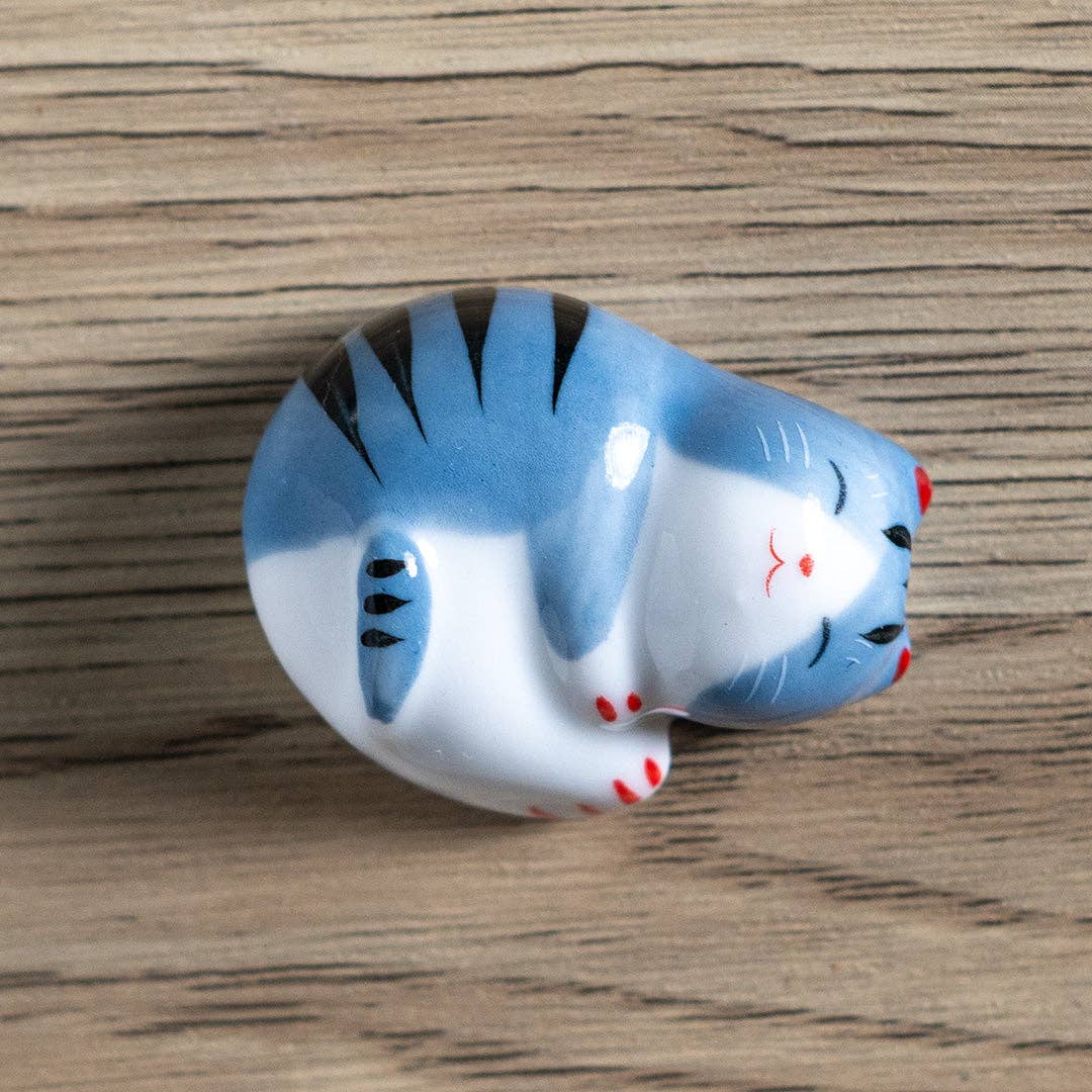 Chubby Grey Tabby - Ceramic Chopsticks Rest