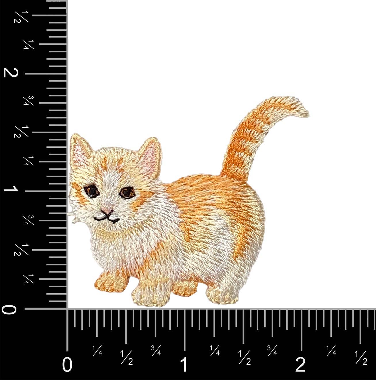 Orange and White Tabby Kitty Cat - Embroidered Iron on Patch