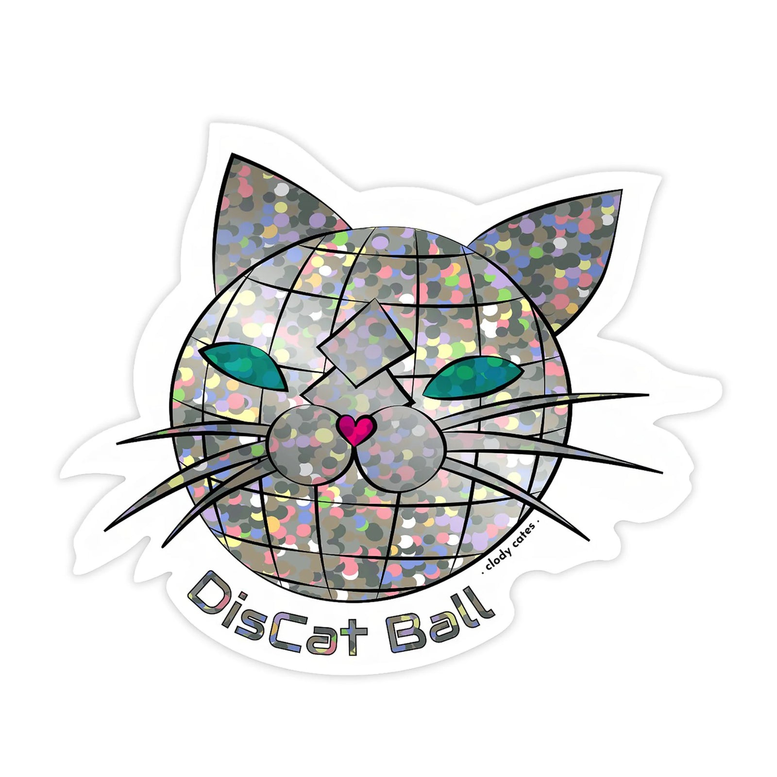 DisCat Ball - Glitter Cat Sticker