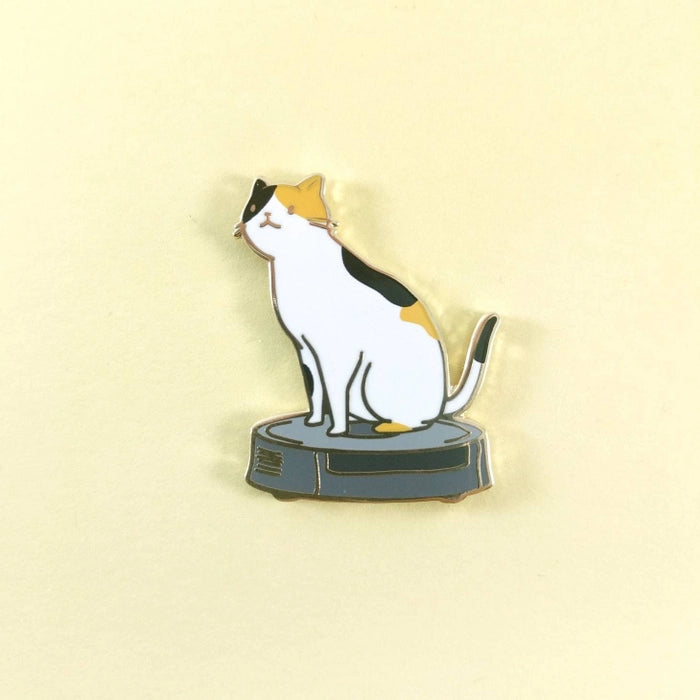 Cat On A Robot Vacuum - Enamel Pin