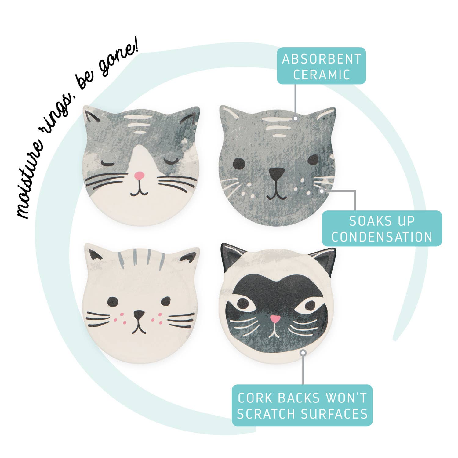 Kitty Soak Up - Absorbent Ceramic Coaster