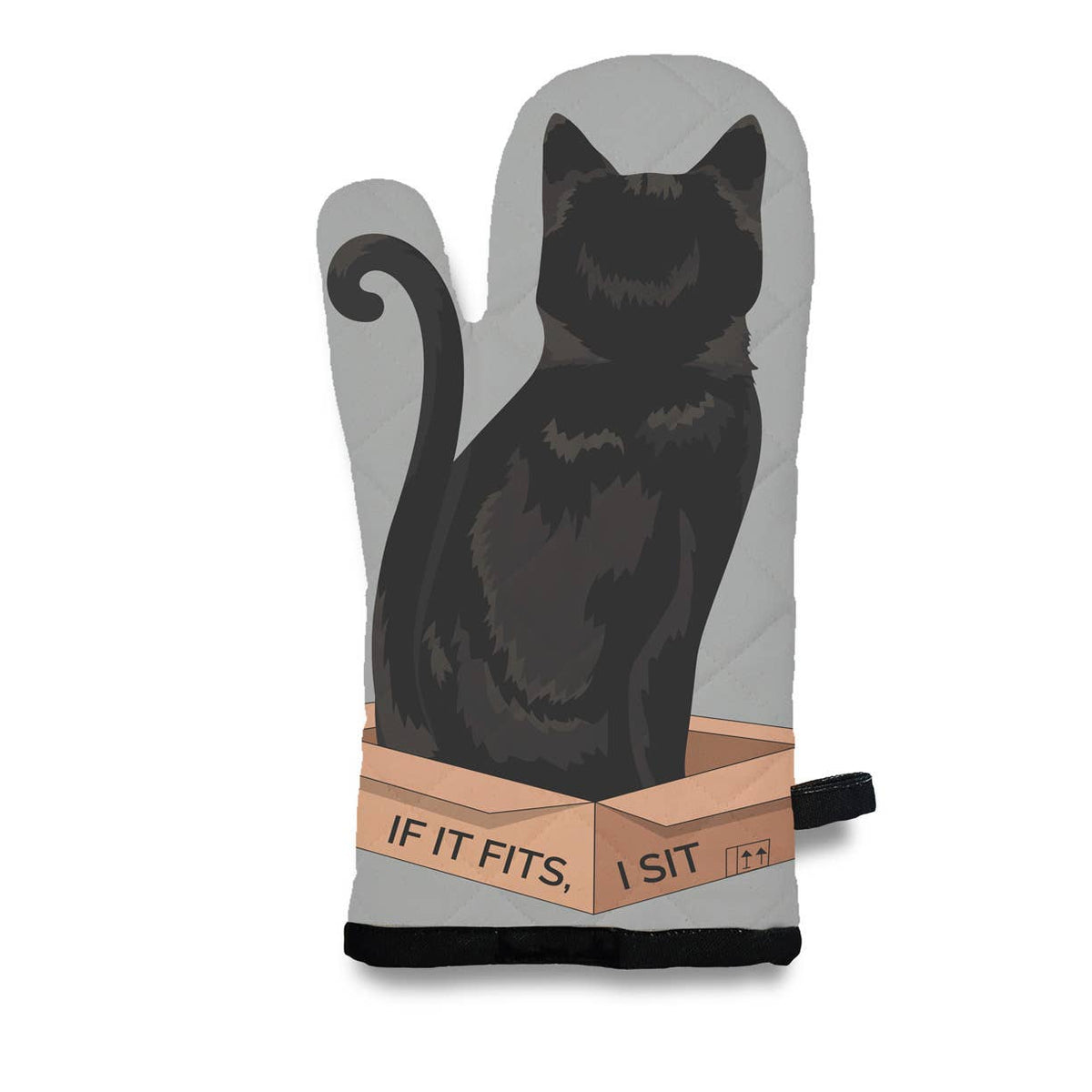 Black and White- Tuxedo Cat, If It Fits, I Sit - Oven Mitt 
