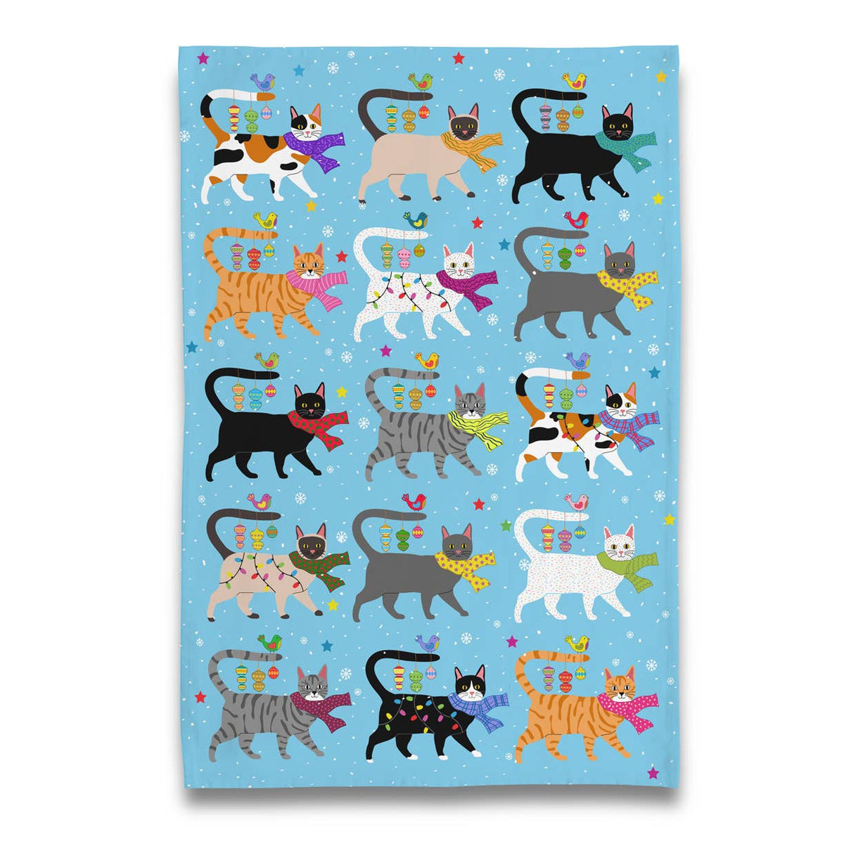Holiday Snow Kitty Cats - Tea Towel