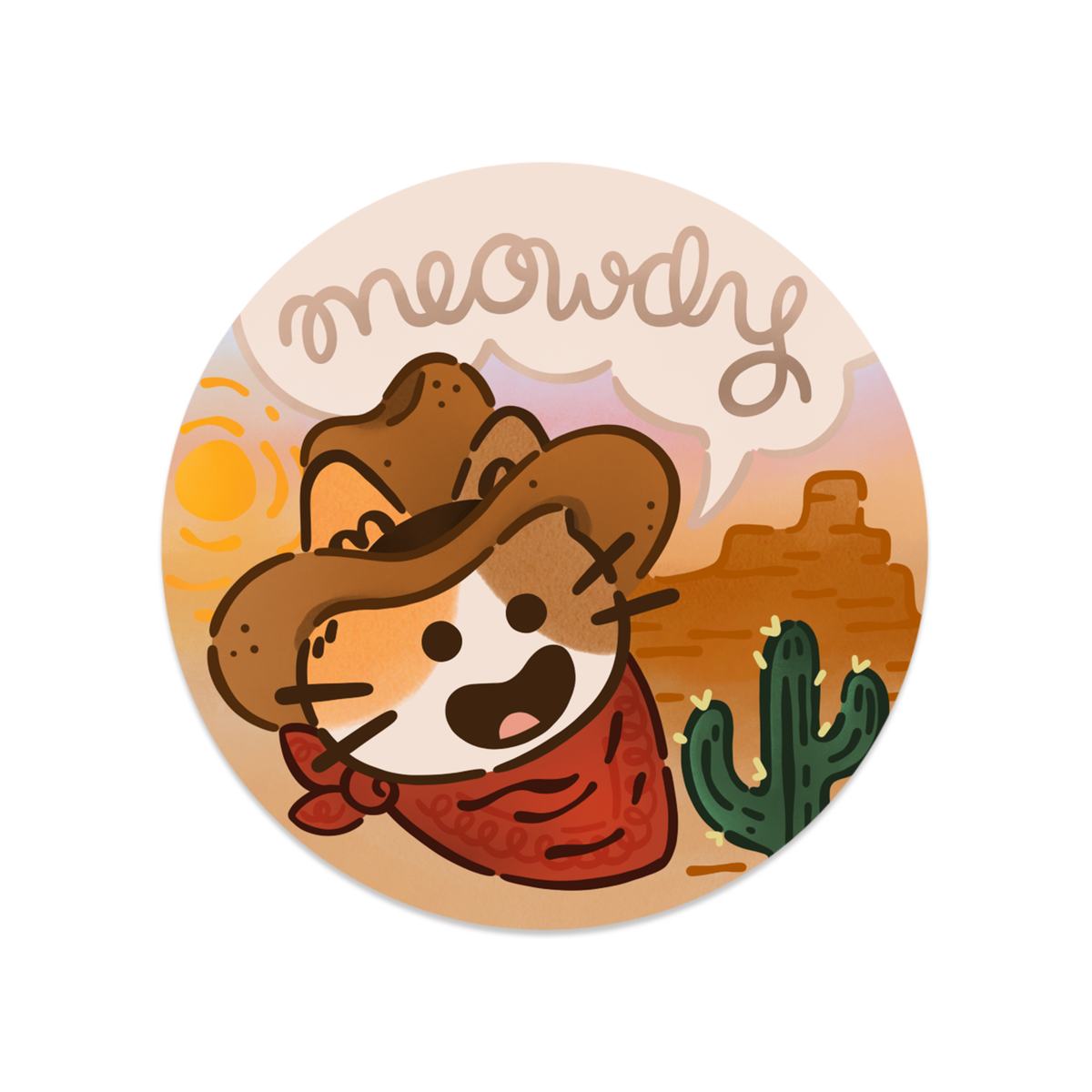 Meowdy Purrtner - Round Sticker