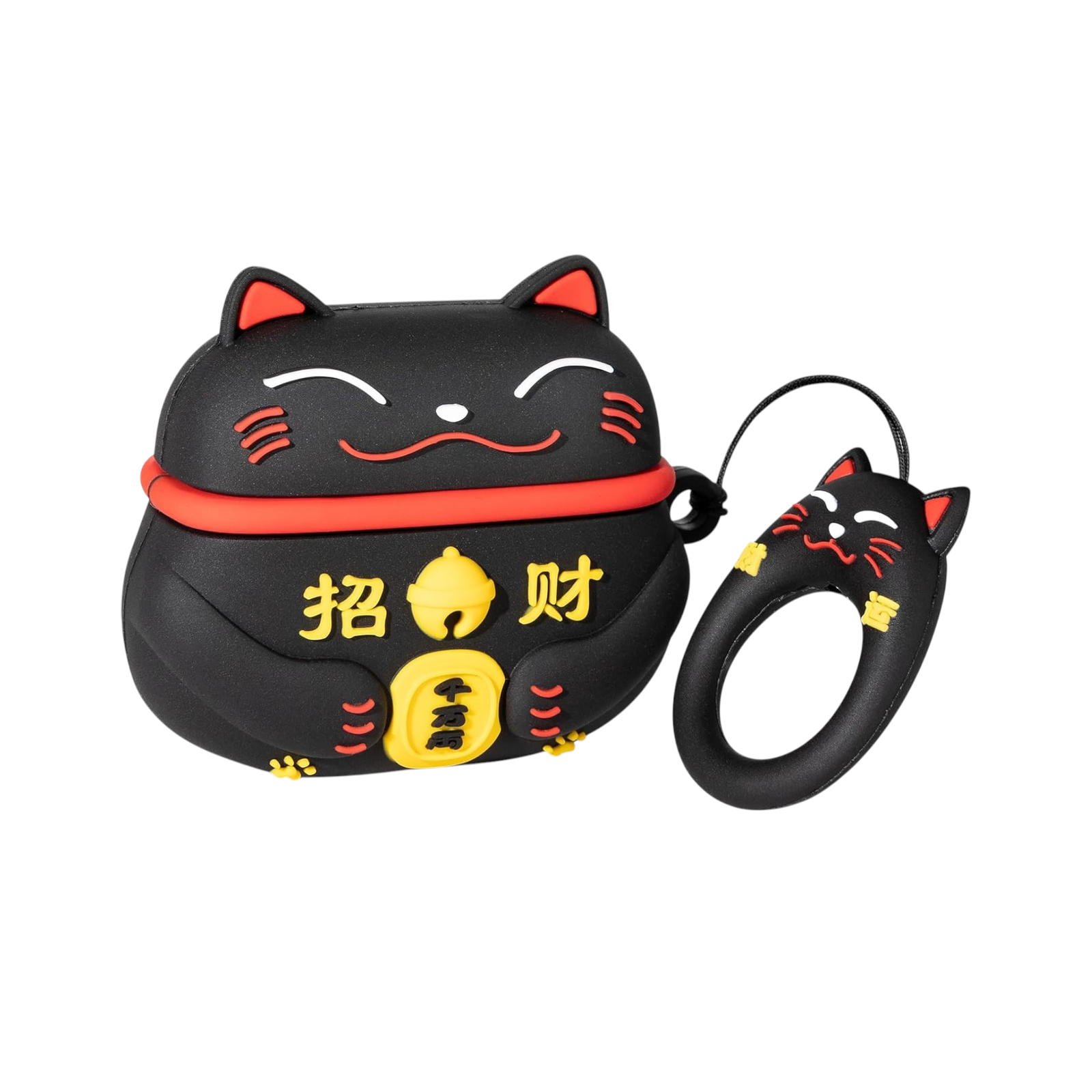 Black Lucky Cat - Silicone Protection Case - Airpods 4th Gen