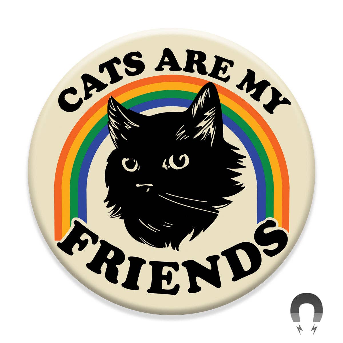 Longhair Black Cat Friend - Magnet