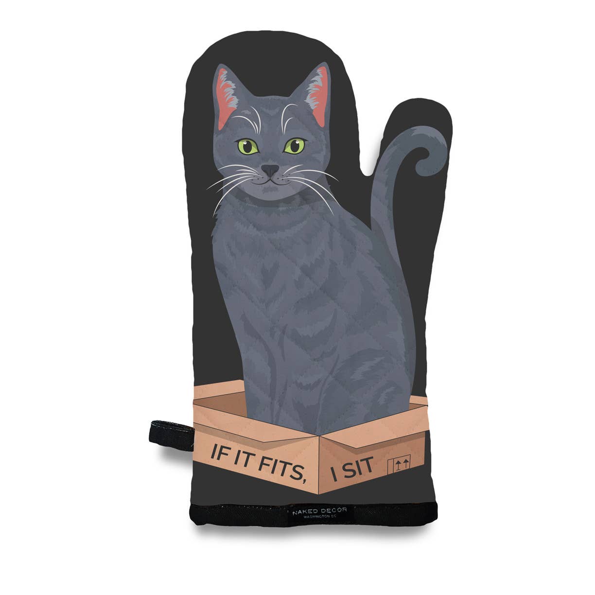 Russian Blue Kitty Cat - If It Fits, I Sit - Oven Mitt