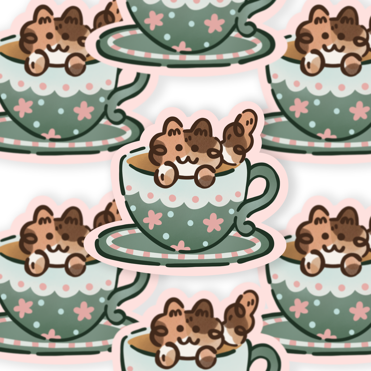 Calico Kit-Tea - Die Cut Sticker