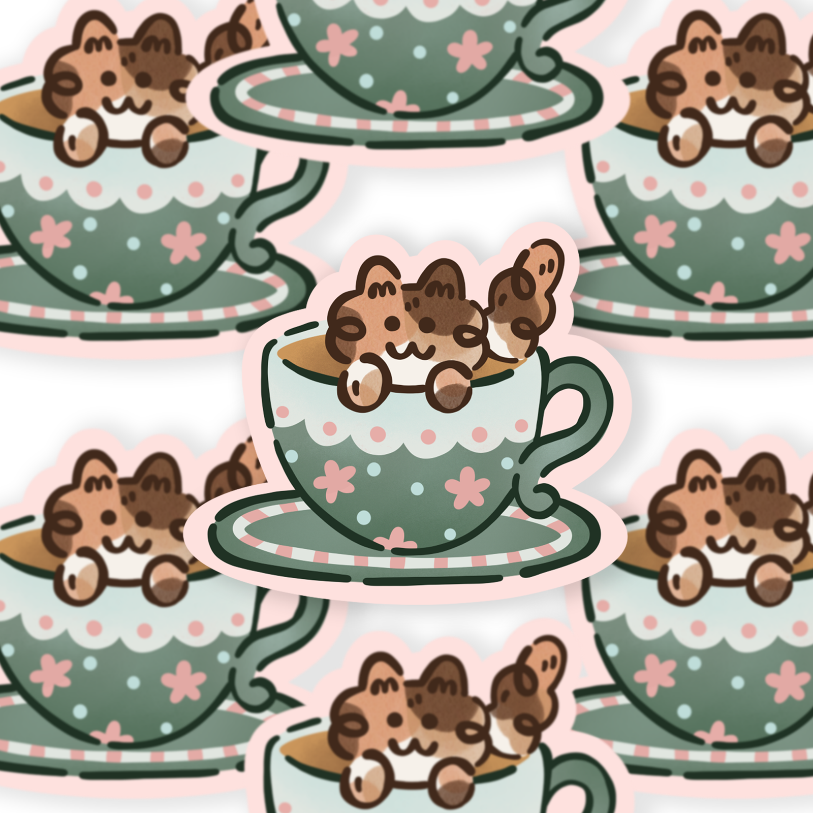 Calico Kit-Tea - Die Cut Sticker