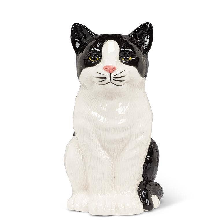 Sitting Tuxedo Cat - Ceramic Vase