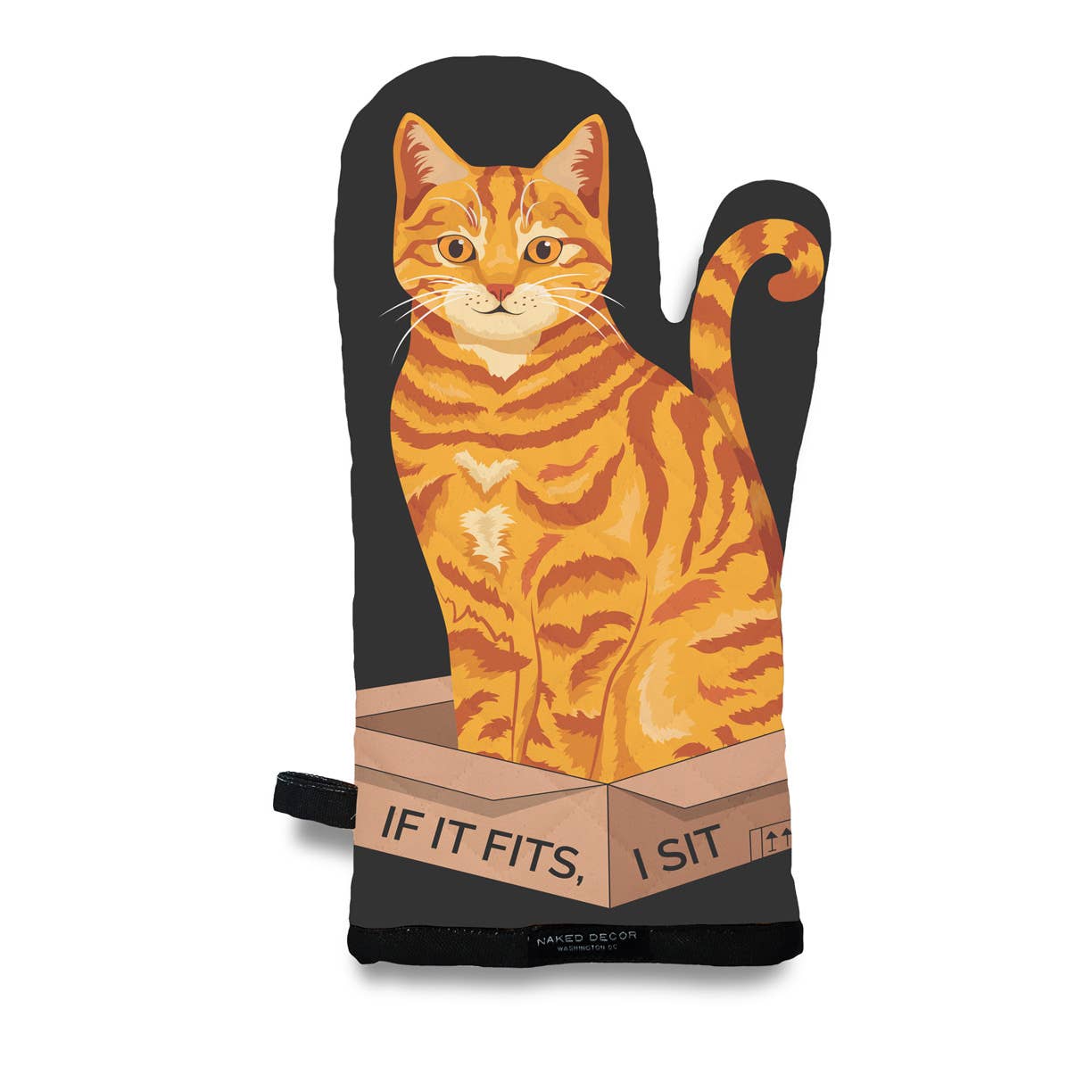 Orange Tabby Kitty Cat, If It Fits, I Sit - Oven Mitt  