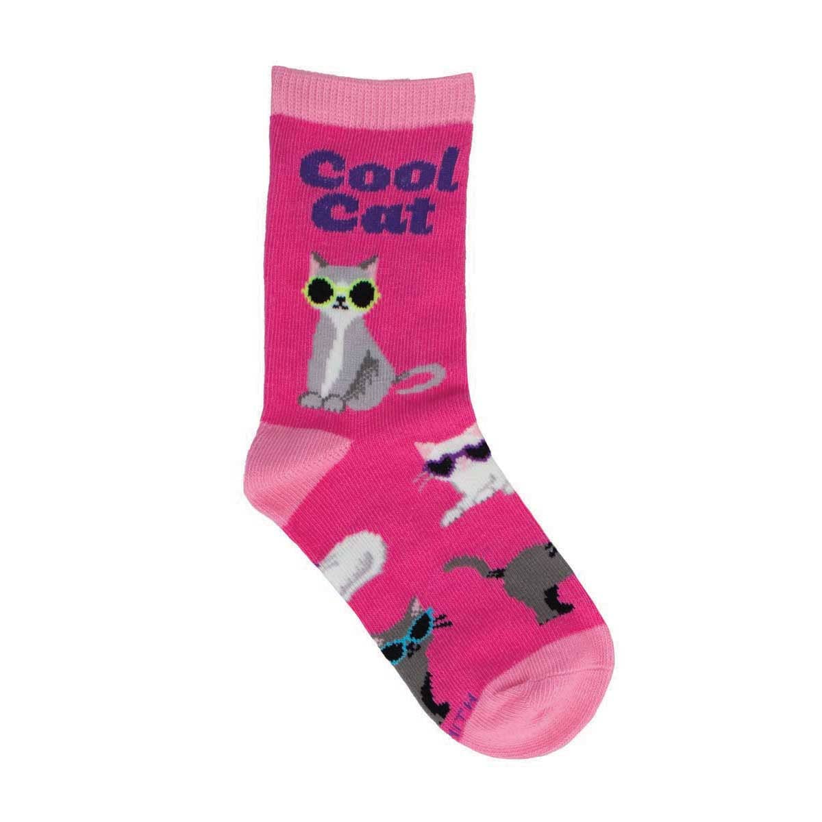 Cool Cat Pink - Kids Socks - 10-1Y