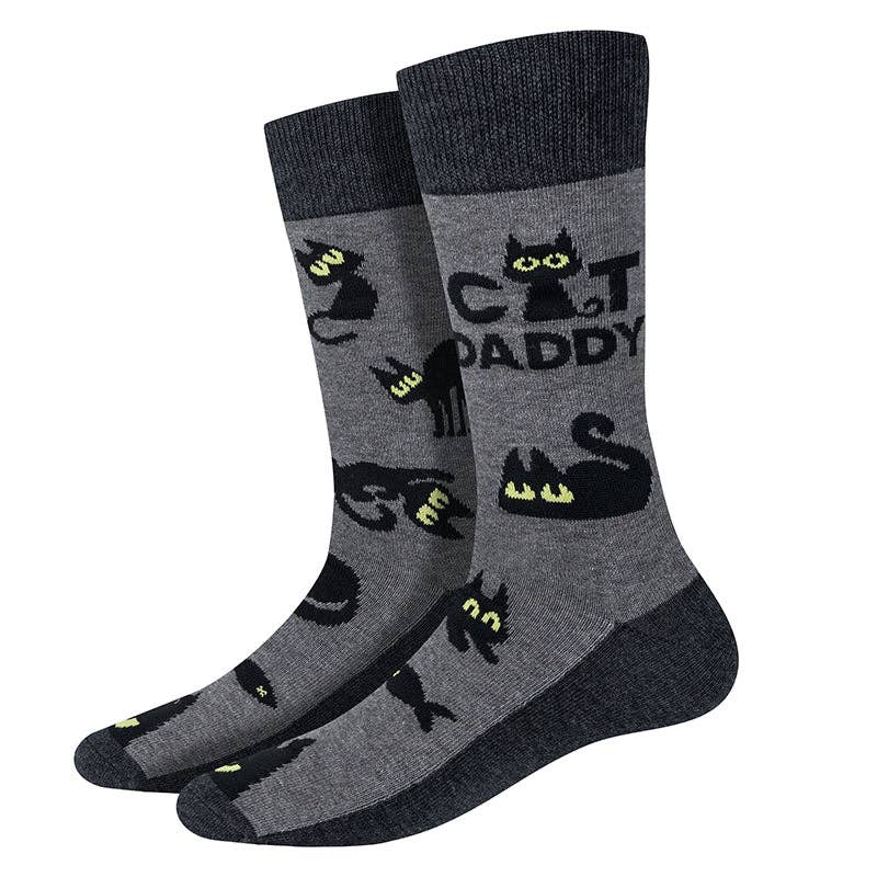 Cat Daddy Socks - Gray - Crew Socks M/L