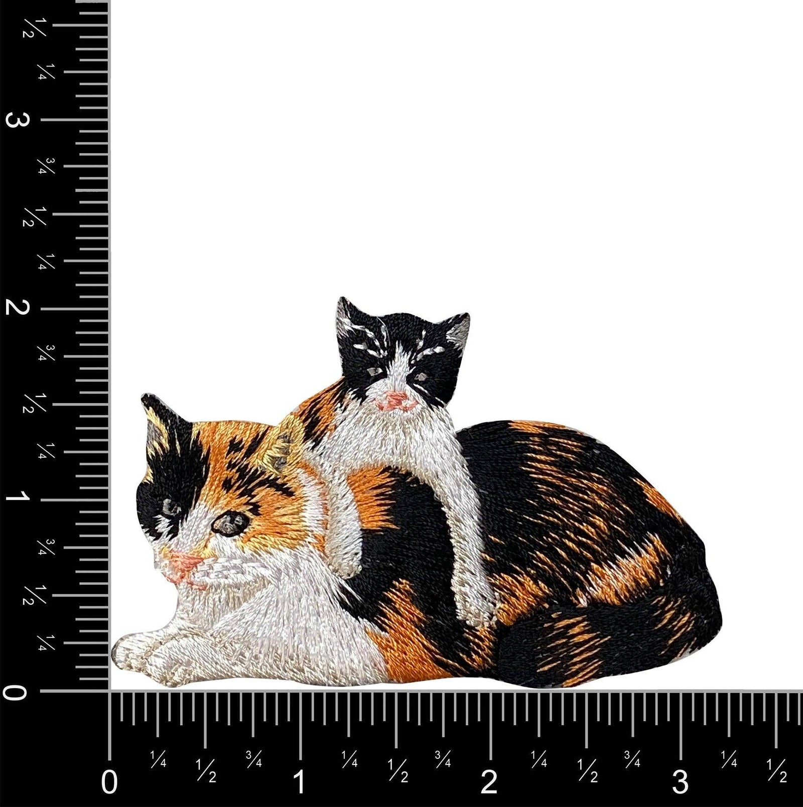 Calico Mother Cat and Kitten - Embroidered Iron on Patch