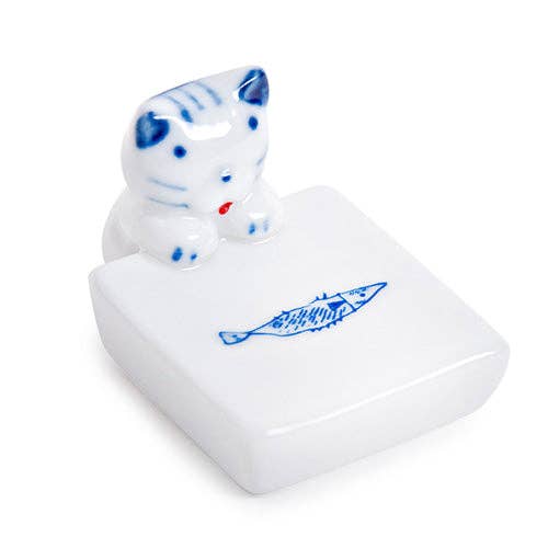 Cat and Fish - Porcelain Chopsticks Rest