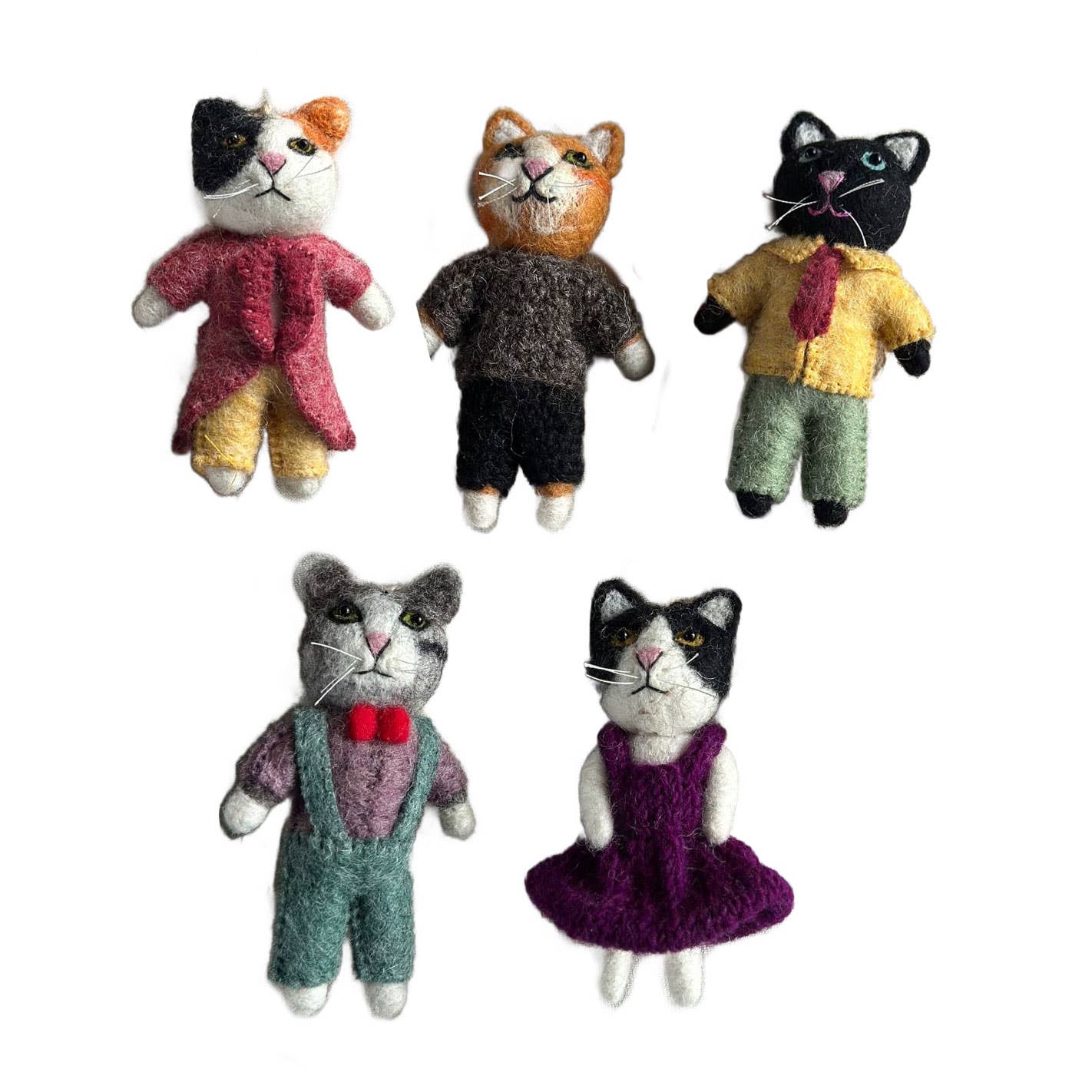 Dapper Cat - Hand Felted Wool - Ornament