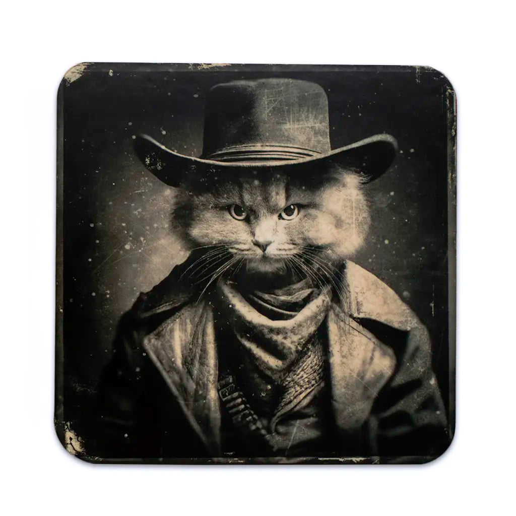 Most Wanted Cats - Fluffy Russian Blue Cat - Cork Coaster