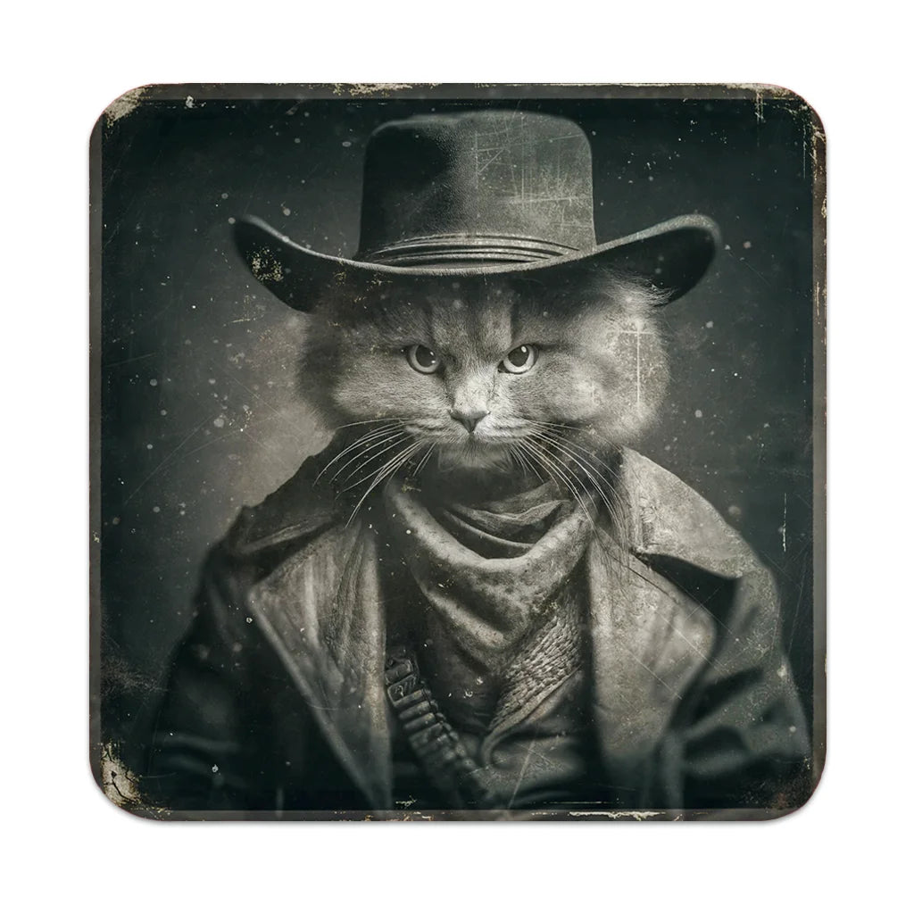 Most Wanted Cats - Fluffy Russian Blue Cat - Cork Coaster