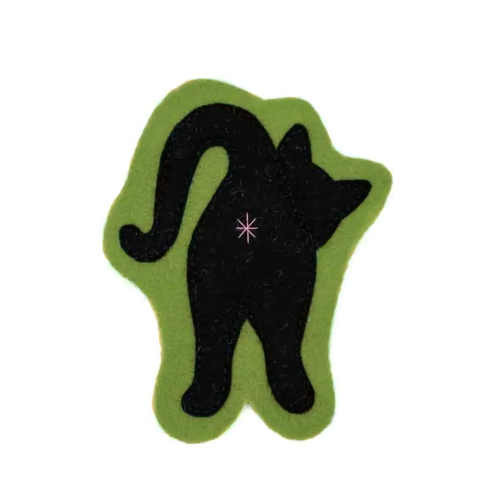 Olive/Black Cat Butt - Felt Magnet