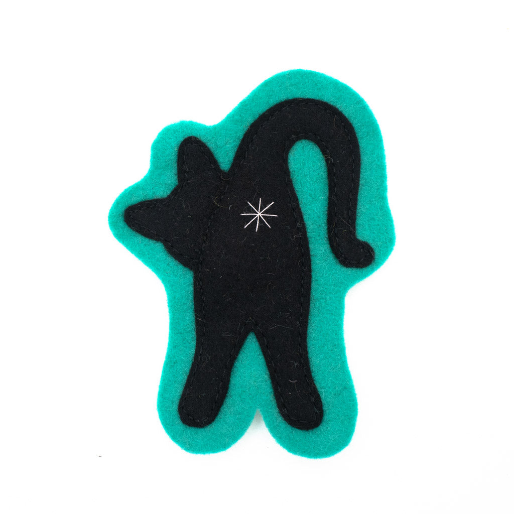 Teal/Black Cat Butt - Felt Magnet