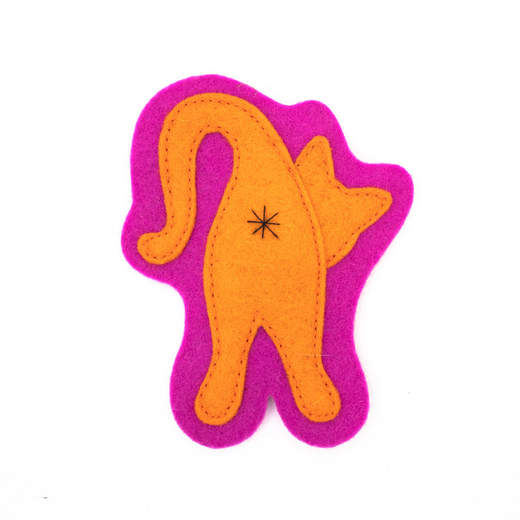 Hot Pink/Orange Cat Butt - Felt Magnet