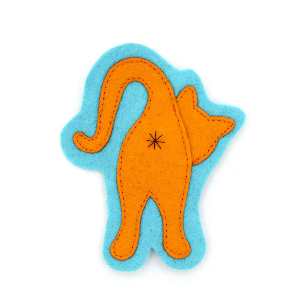 Baby Blue/Orange Cat Butt - Felt Magnet