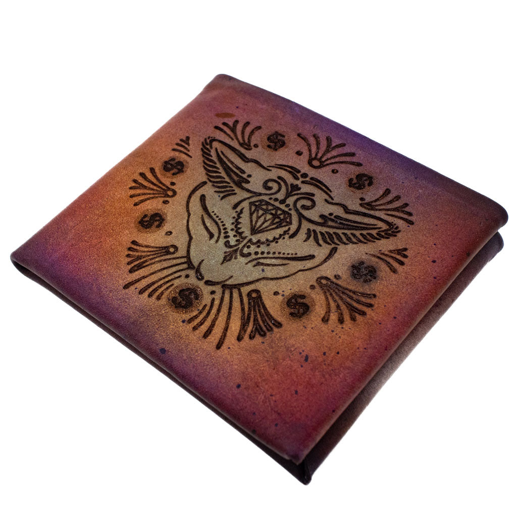 Money Cat Plum/Gold Gradient - Origami Leather Wallet