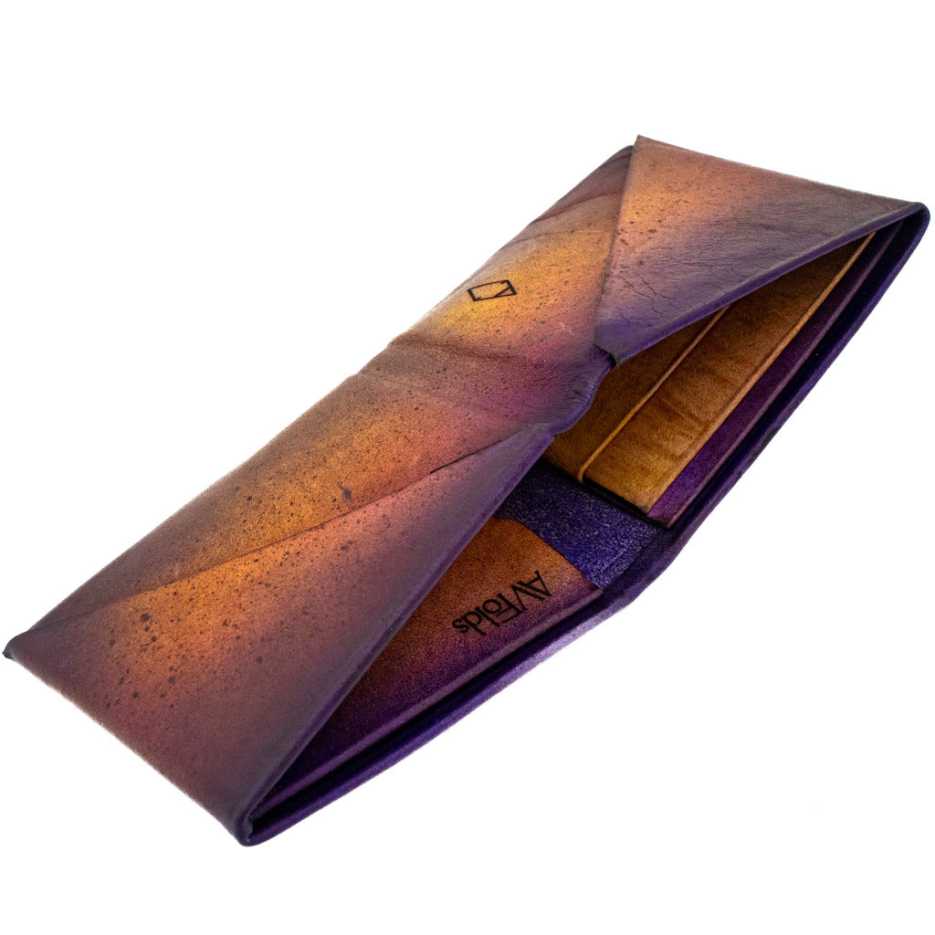 Money Cat Plum/Gold Gradient - Origami Leather Wallet